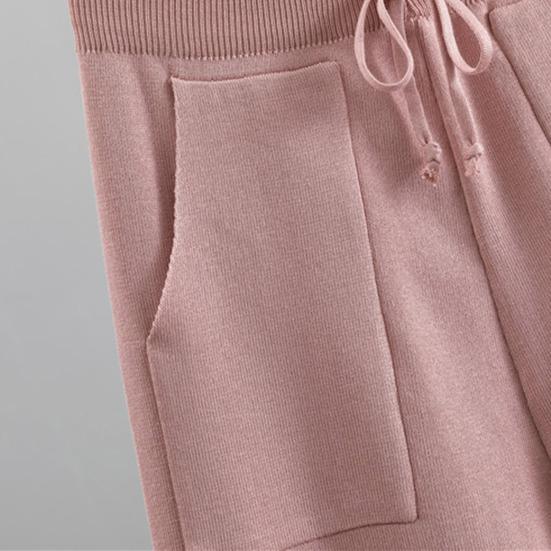 2 шт./комплект Женский комплект: топ и брюки, принт в виде сердечек, украшение бусинами, круглый вырез, длинные рукава, толстовка, эластичный пояс, манжеты на щиколотках, спортивные брюки