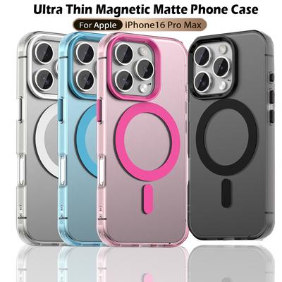 Матовый чехол Magsafe для Apple iPhone 16 15 14 Pro Max Plus 16e Чехол Магнитная беспроводная зарядка Ударопрочная задняя крышка