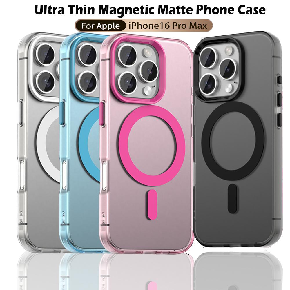 Матовый чехол Magsafe для Apple iPhone 16 15 14 Pro Max Plus 16e Чехол Магнитная беспроводная зарядка Ударопрочная задняя крышка
