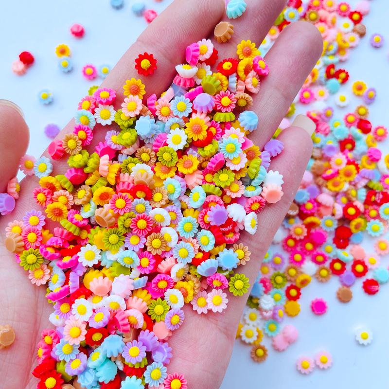 100Pcs New 6Mm Kawaii Cute Mixed Flowers Flat Back Resin Cabochons Scrapbooking Diy Jewelry Craft Decoration Accessorie A41