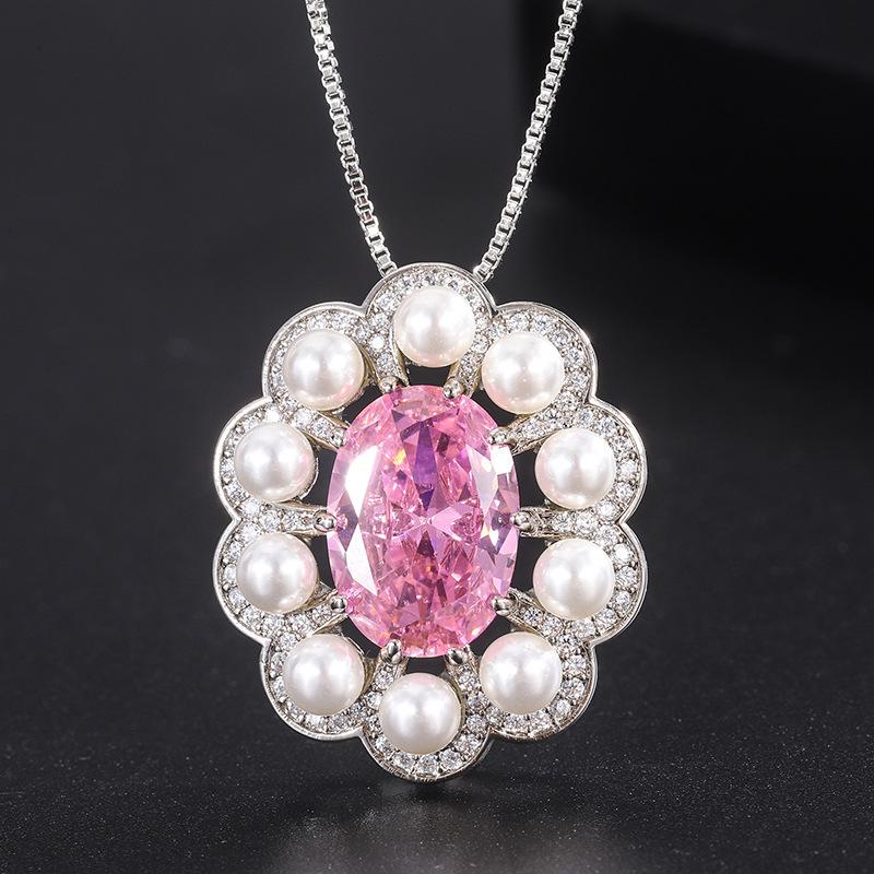 Подвеска из цветного циркона, ожерелье из красного циркона, розового циркона, голубого циркона.