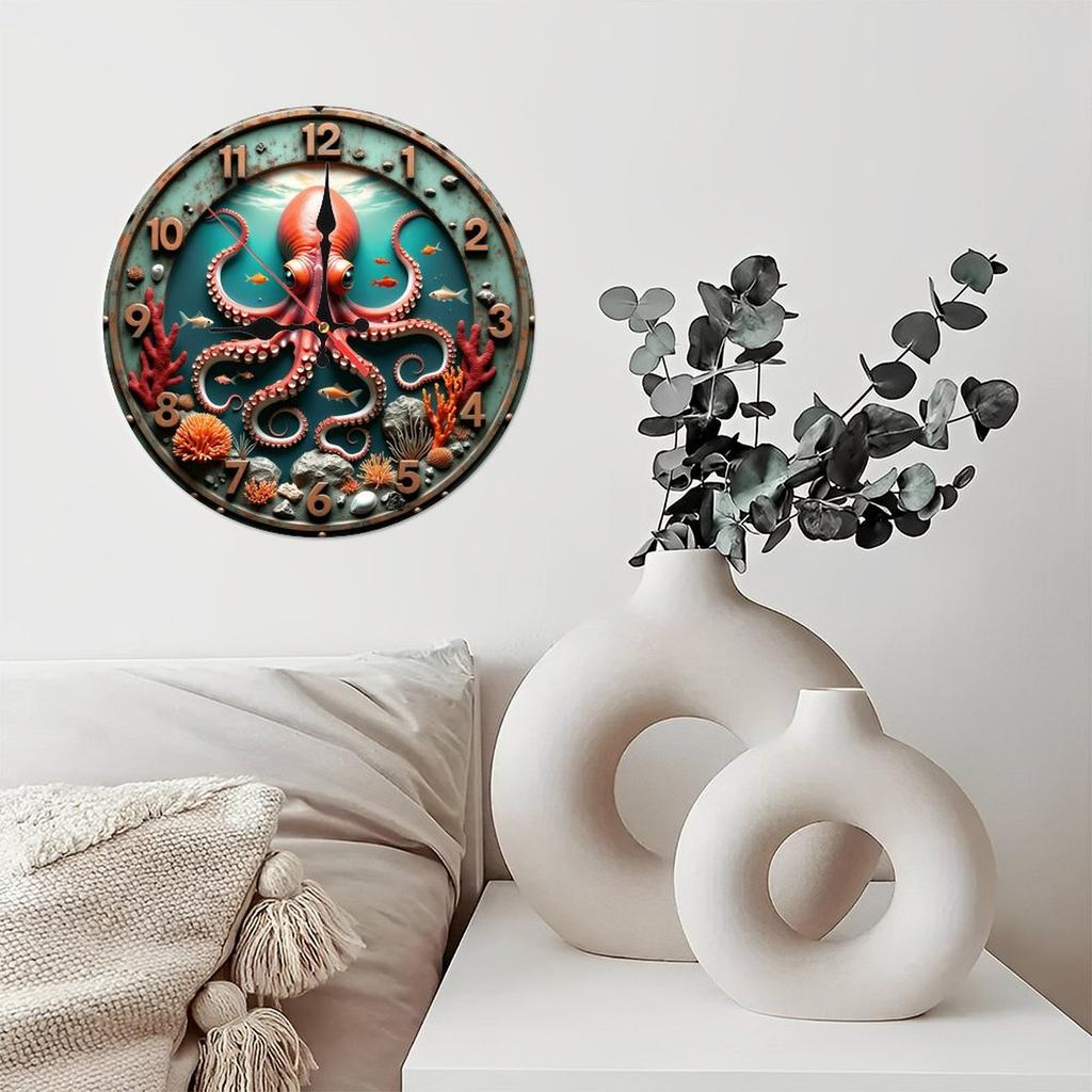 10 Inch Wood Wall Clock with a Hidden Hanger for Floating Effect
