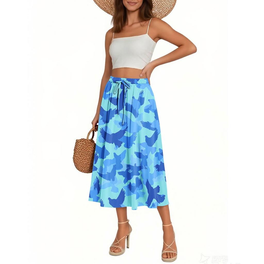 Women's Skirt Bohemian Skirt Floral Print Casual Temperament Pocket Skirt