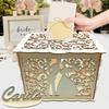 Wedding Card Box Wooden Boxes Wedding Supplies DIY Couple Deer Bird Flower Pattern with Lock Envelope Business Card Wooden Box