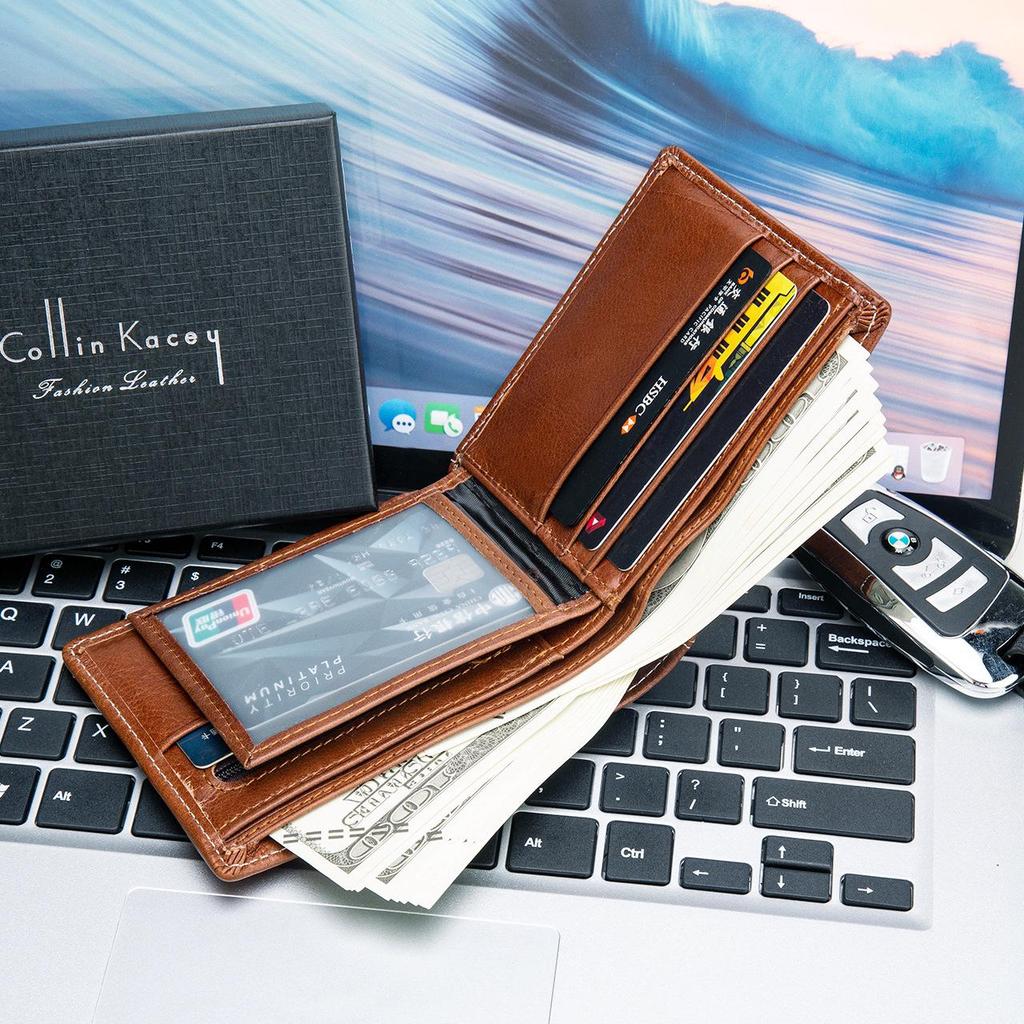 Мужской ретро-складной кошелек из натуральной кожи и держатель для карт