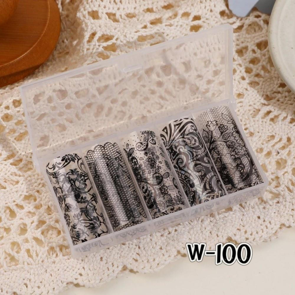 Black White Nail Stickers Lace Design Nail Decals Professional Transfer Paper Manicure DIY