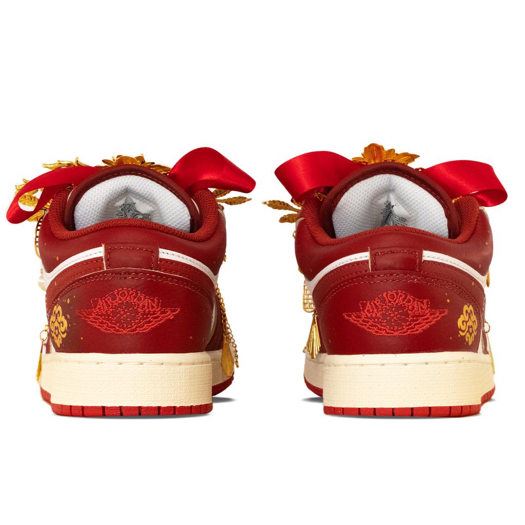 Jordan Air Jordan 1 Нескользящие Устойчивые к истиранию Низкие Винтажные Баскетбольные Кроссовки Женские Красные Белые FJ3465-160(Команда1302-)