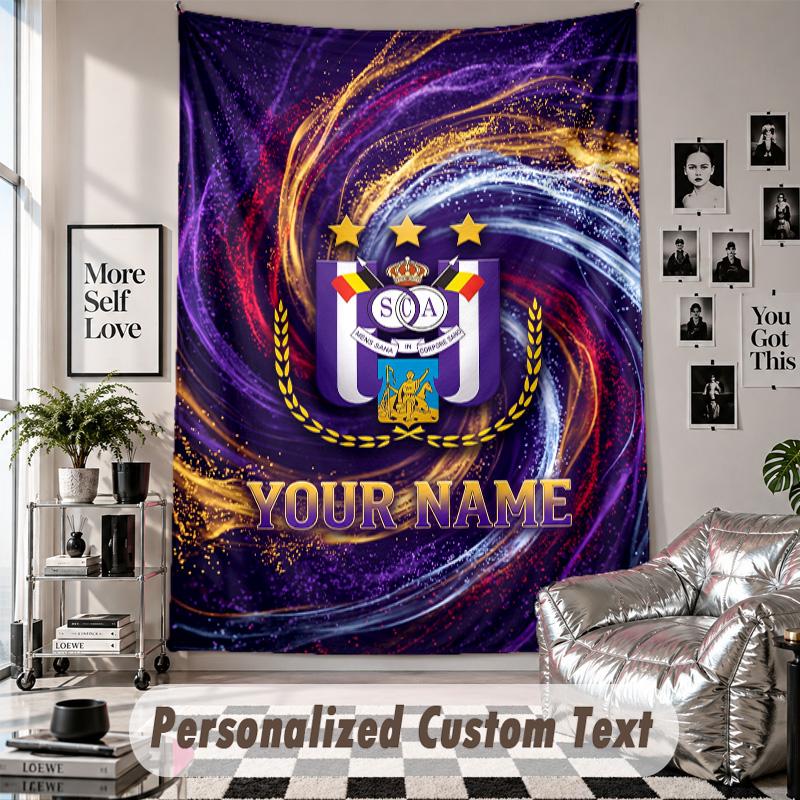 Custom Tapestry Wall Hanging, Anderlecht FC Personalized Name Text Home Wall Decor