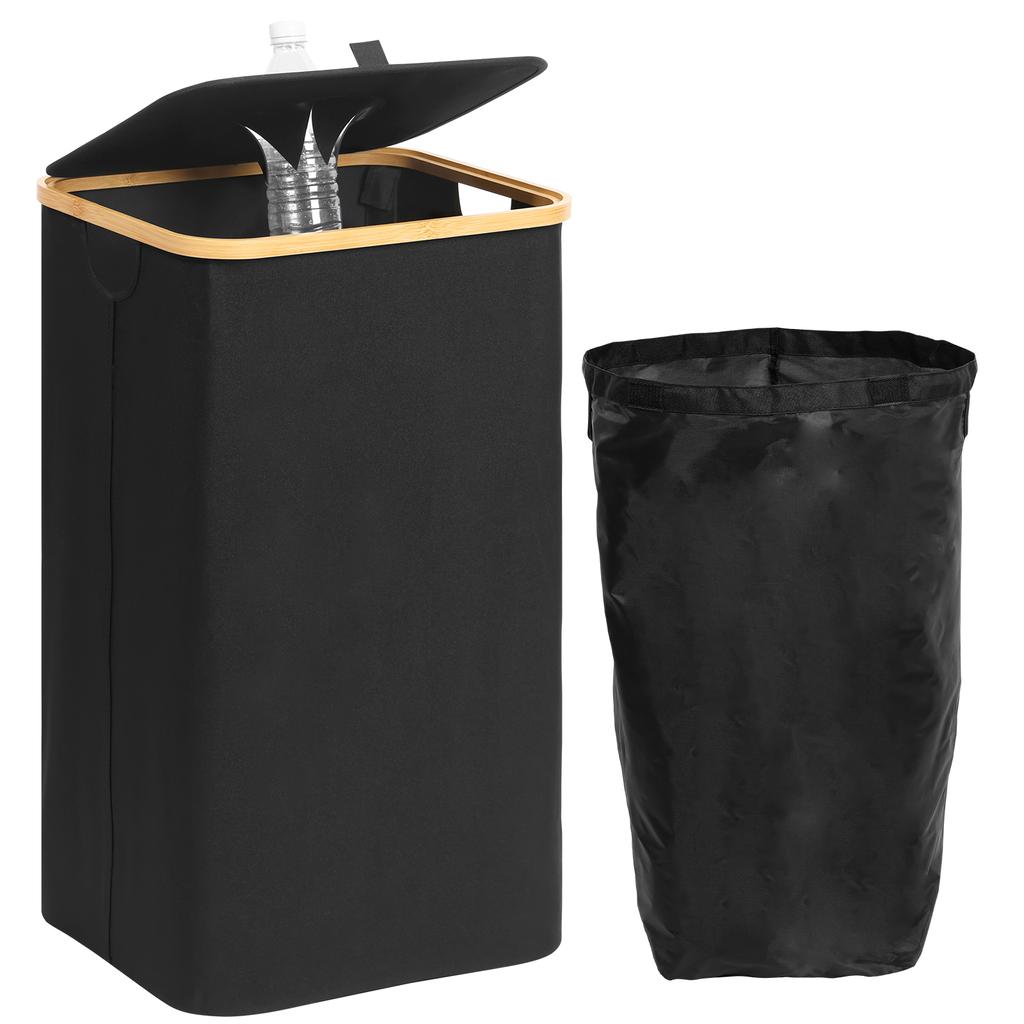 110L Home Recycling Bin Foldable Recycle Storage Container with Reusable Inner Bag For Kitchen Recycle Bottle Cans Glass Cartons