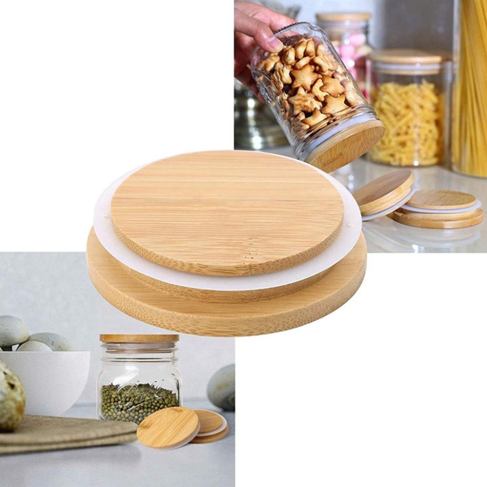 Lids Wide Mouth with Seal Ring Natural Bottle Sealing Caps Mason Jar Lids Can Lids Mugs Cup Covers