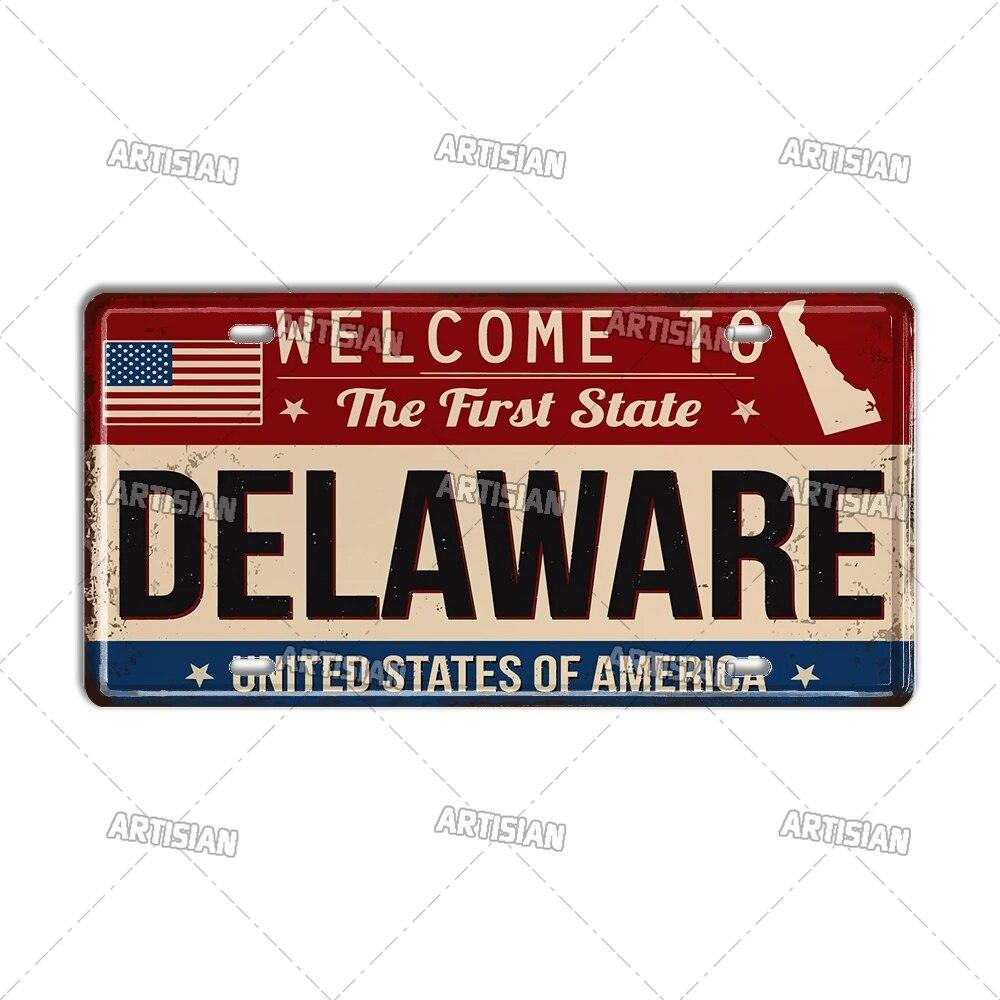 Artisian USA License Plate US Welcome To Metal Sign Landmark City State Decorative Plaque Wall Decor Garage Bar Pub Club Hotel