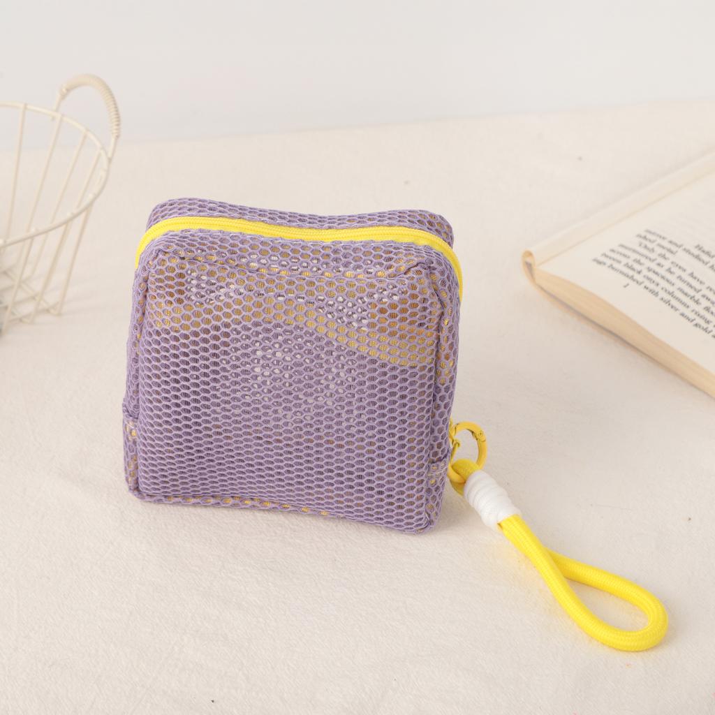 Стильная легкая сетчатая косметичка, переносная квадратная косметичка с застежкой-молнией, многоцелевая сумка для хранения всякой всячины