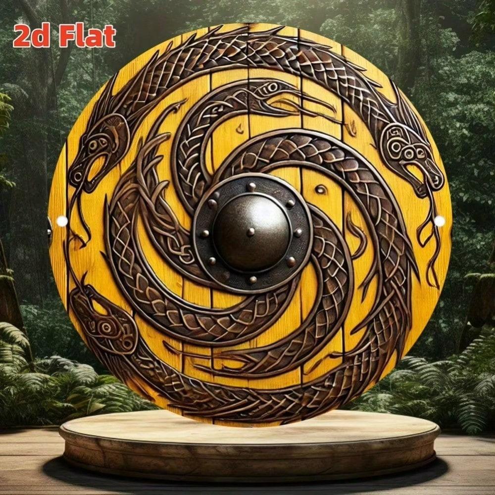 Viking Dragon Shield Metal Tin Wall Art Home Decor Halloween Room