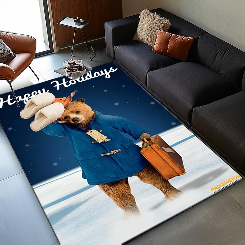 Red Hat Bear In The City Area Rug Suitable for Indoor And Outdoor,Carpets for Kitchens, Homes, Offices, Living Rooms,Home Decor,Christmas Gift
