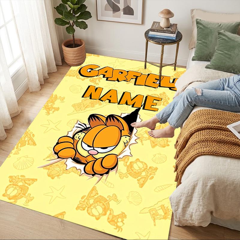 Personalized Name Garfield's Name Living Room Non-Slip Area Rug Soft Carpet for Bedroom Playroom Sofa Office Home Decor Doormat