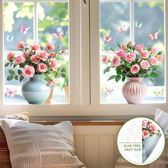 1 пара Фиолетовый Цветок Наклейка на Стену Отклей и Наклей Полевой Цветок Бабочка Настенный Декор Снимаемый Цветочный Настенный Арт Мурал для Комнаты Девочки Детской Комнаты Класса