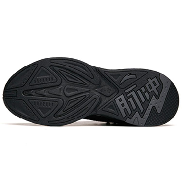 Anta Pulse Fabric Synthetic Leather Non-Slip Wear-Resistant Breathable Low-Top Dad Shoes Women Sneaker Black 122148833R-3