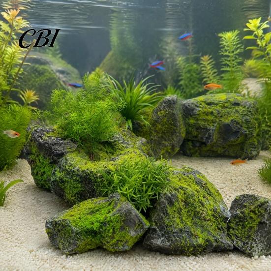 Synthetic Stone with Moss Texture Artificial Rocks for Landscaping, Lightweight Faux Decor Outdoor Durable Foam Rock Pond Garden Backyard, Realistic