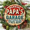 1pc PAPA'S GARAGE Metal Wall Art, Rustic Aluminum Round Sign. Reusable, Easy To Hang. Ideal for Home, Bar, Office Decor.