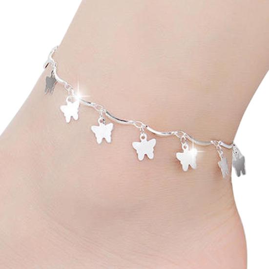 Women Chic Silver Plated Butterfly Stars Bell Charm Anklet Bracelet Foot Chain