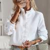 Женская повседневная блузка на пуговицах с воротником-стойкой и длинными рукавами