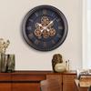 Shilairun Simple Retro Gear Rotatable Wall Clock 17 Inches 43cm Large Size Living Room Wall Clock Clock