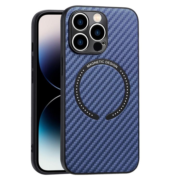 Магнитный чехол для iPhone 14 Pro Max с текстурой карбона MagSafe