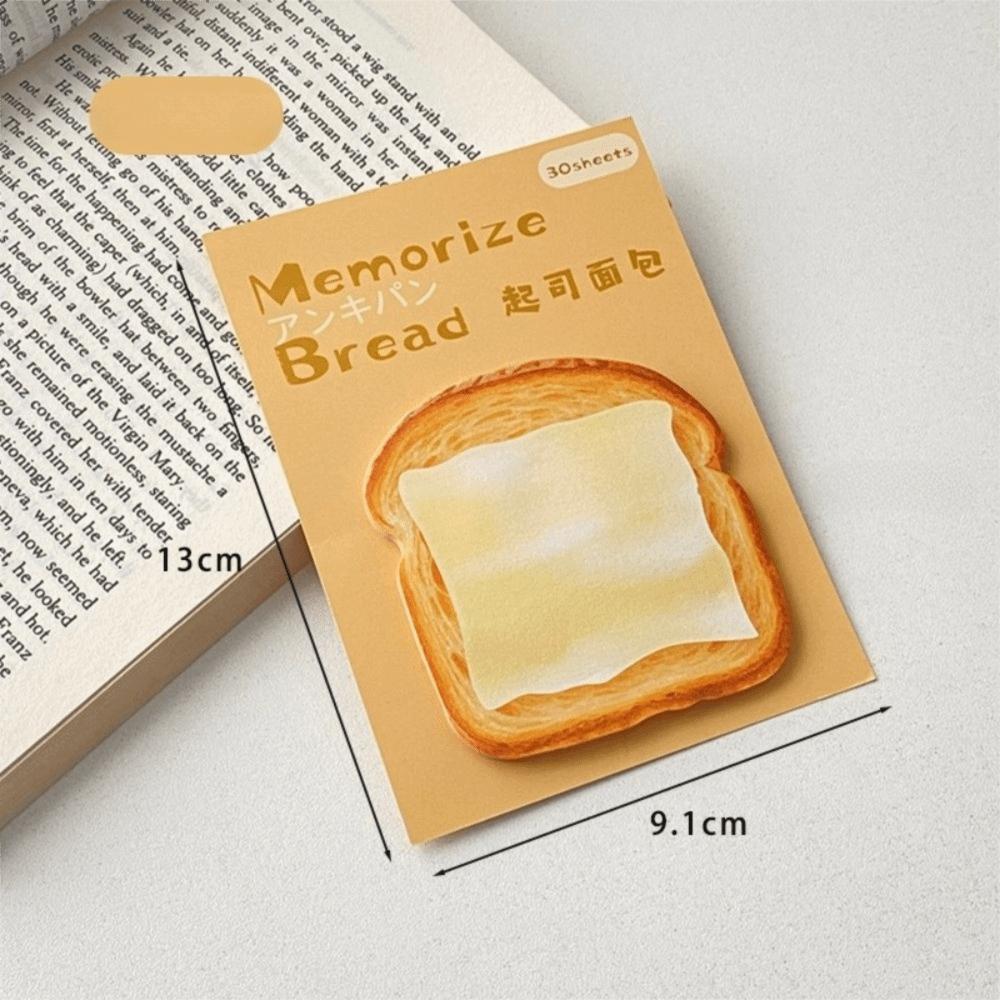 30 Sheets Simulated Toast Tearable Memo Pad Cartoon Planner Sticker New Sticky Note Pad Stationery