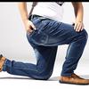 Джинсы Мужская одежда Брюки Homme Стрейч Прямые свободные брюки Джинсовые синие плюс джинсовые брендовые рваные брюки 