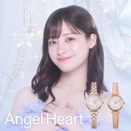 Angel Heart Women's Flowery Time Watch Featuring Kanna Hashimoto, Solar, OA25S-NV-AM, Blue Leather