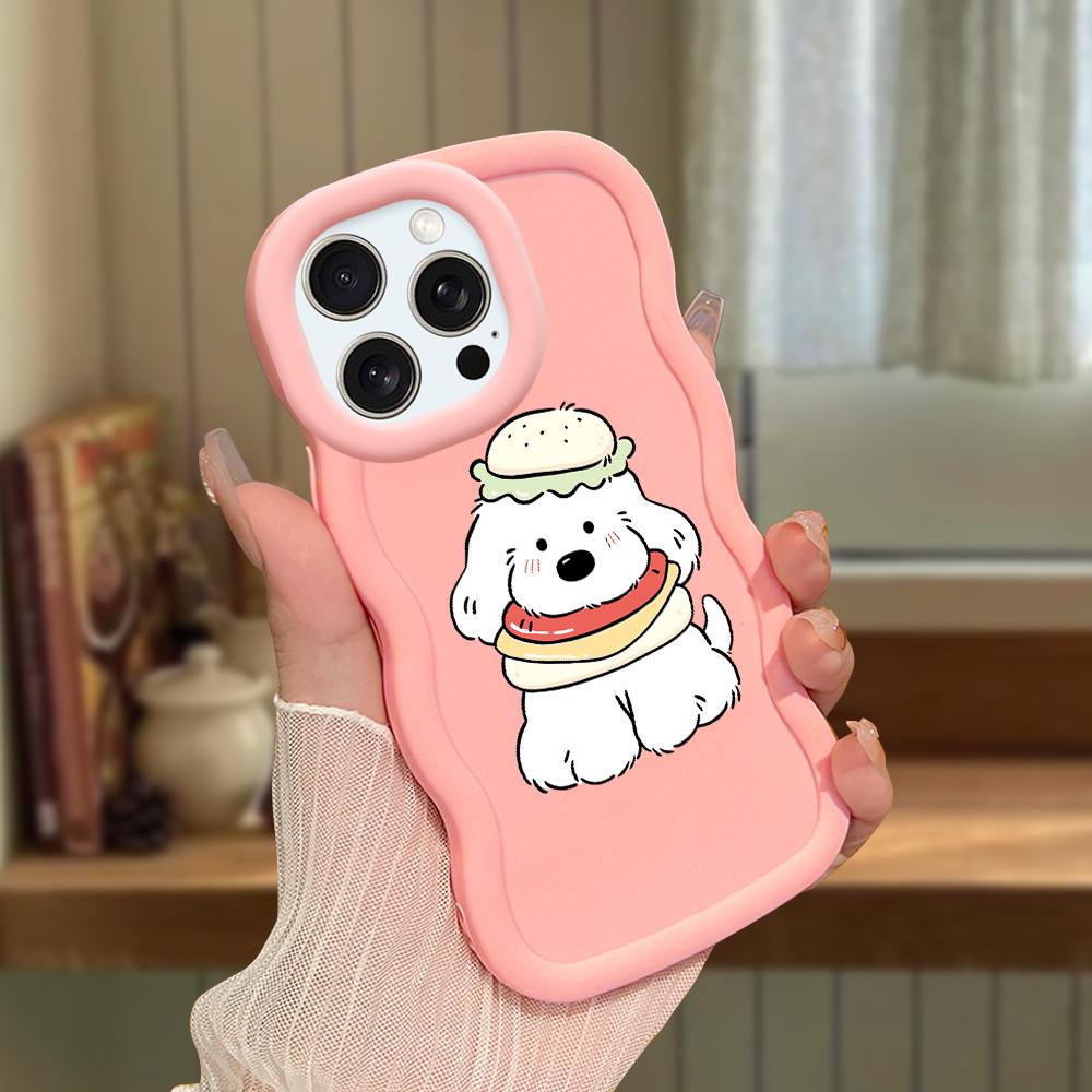 Для iPhone Redmi 13 13C 14C Note 13 12 Pro Samsung A05 A06 A13 A14 A15 A16 Honor X6 X6a X8 X8a мягкий волнистый край мультяшный милый чехол для телефона с рисунком собаки