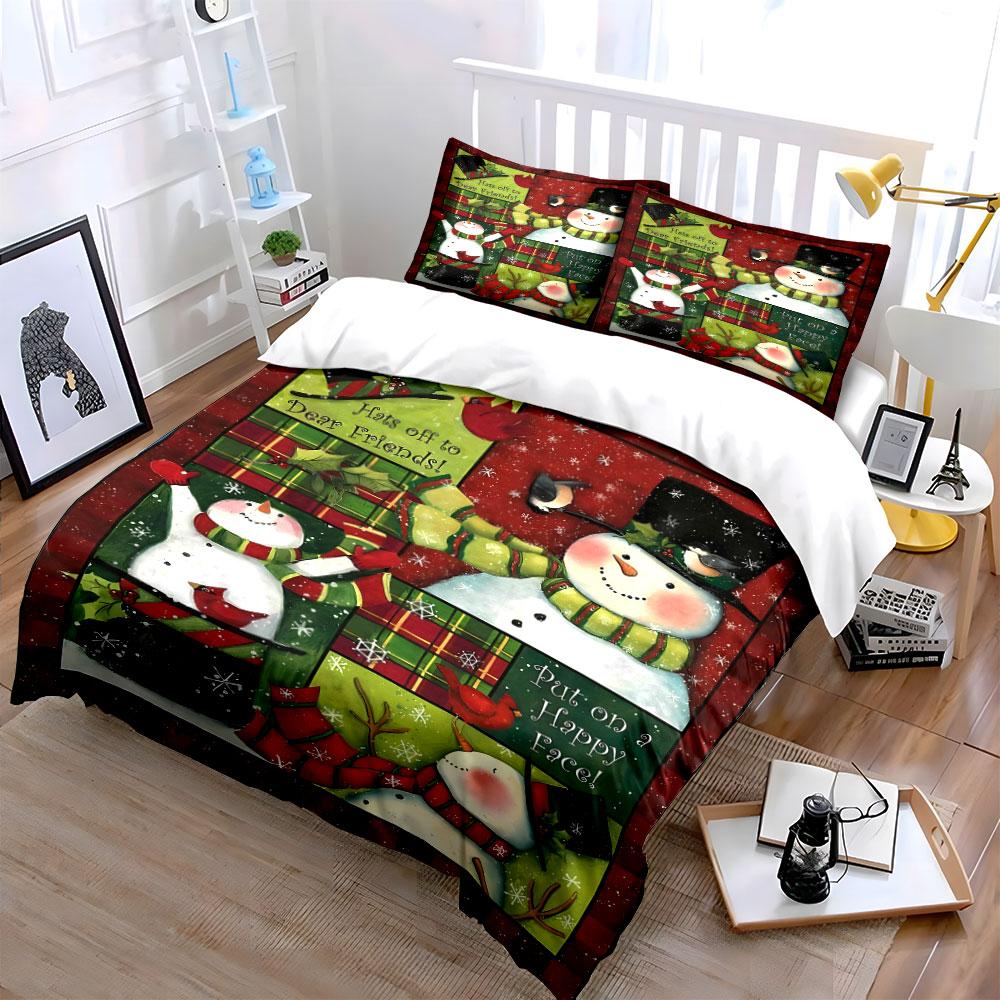 Snowmen, cardinals, plaid patterns. Bedding sets Duvet cover sets Duvet covers Pillowcases(1 * Duvet Cover 2 * Pillowcases without duvet insert)