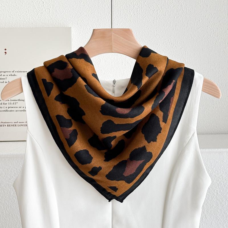 Women's French Red Cotton Silk Blend Scarf – 70CM Neck and Headscarf, Spring/Autumn Fashion Accessory