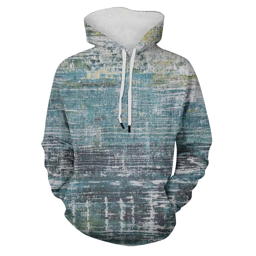 Men's Print Plush Warm Coat Fleece Sweater Casual Coat Pocket Sweater Autumn Winter Coat