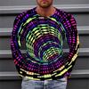Optical Illusions Pattern 3D Printed Casual Long Sleeved Men's T-shirts - Soft Medium Stretch Polyester Fabric Spring and Autumn Relaxed Fit Clothing