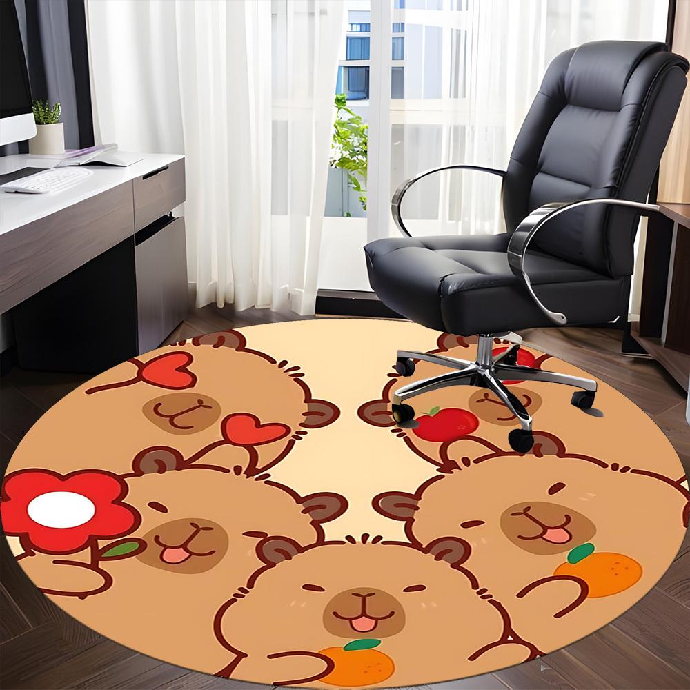 1PC Cute Capybara Chair Carpet for Office, Indoor Non-Slip Washable Carpet, Soft Comfortable Mat For Office Room yy250930069