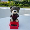 Solar Car Ornament Ornament, Love Bear Shaking Head Dancing Doll, Auto Bobblehead for Interior Accessories, Romantic Dashboard Decoration, Valentine's