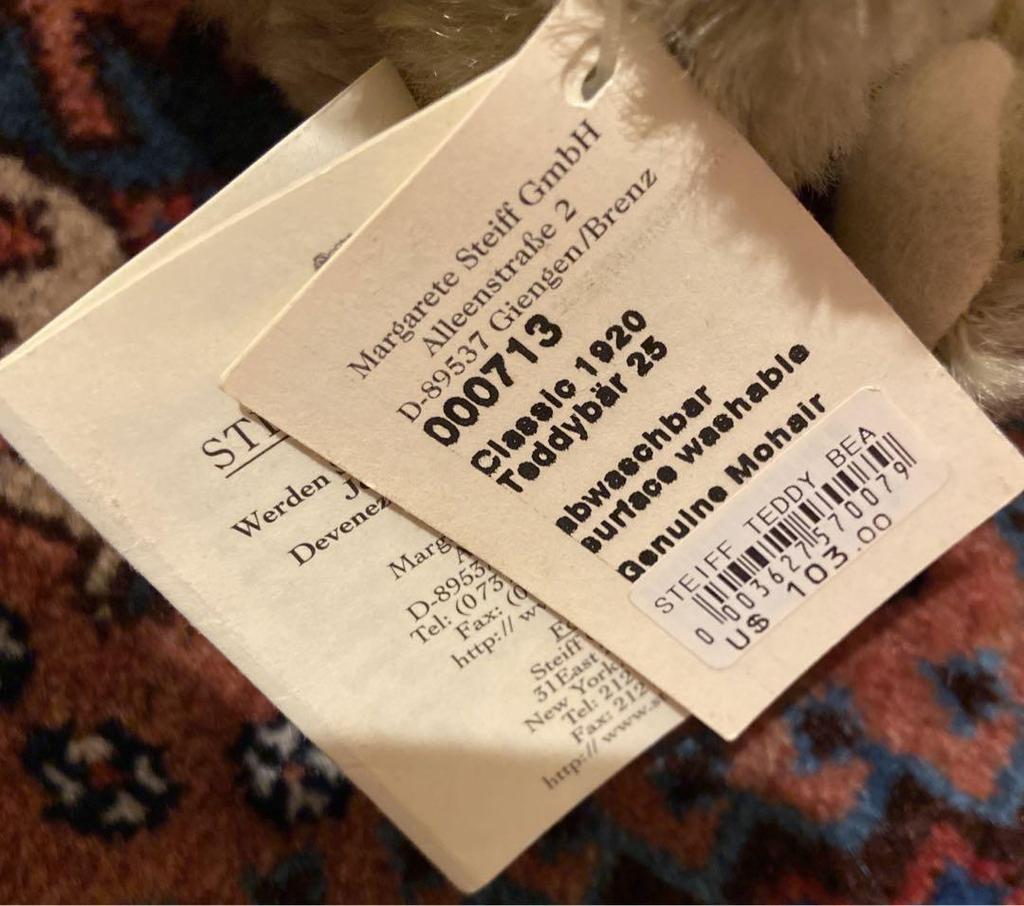 [USED] Steiff Teddy Bear 1920 Classic with tag