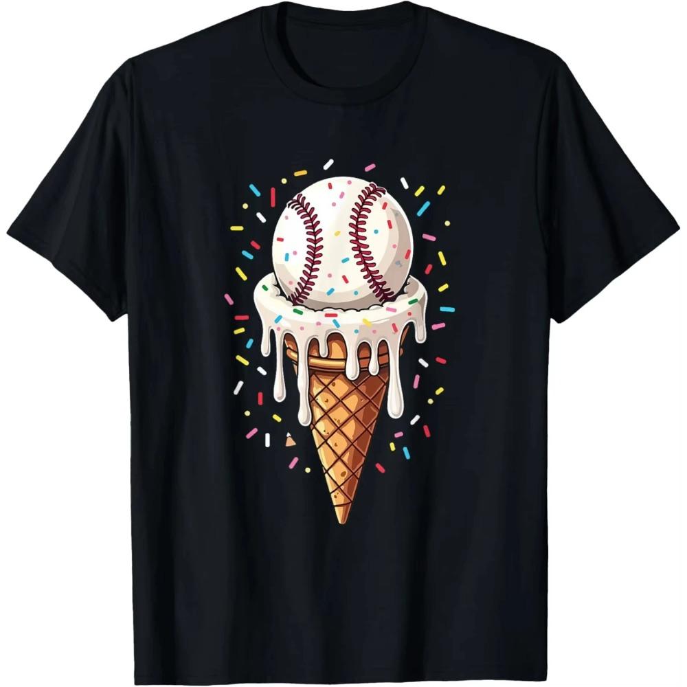 Футболка Baseball Drip Boys Ice Cream Cone Drip Baseball с коротким рукавом, мужская и женская хлопковая футболка