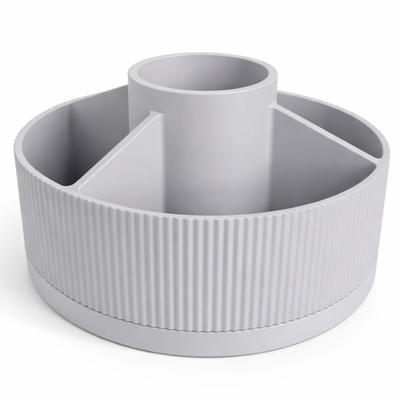 Rotating Desk Organizer Gray 5 Compartments for Pens Accessories