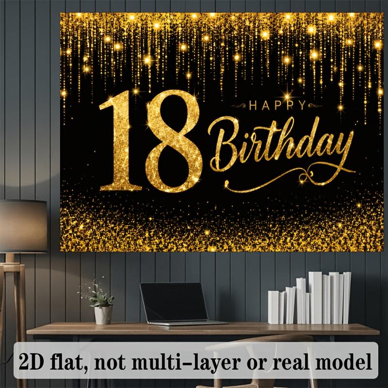 Black background with golden glittering powder for 18th birthday theme backdrop suitable for indoor or outdoor use