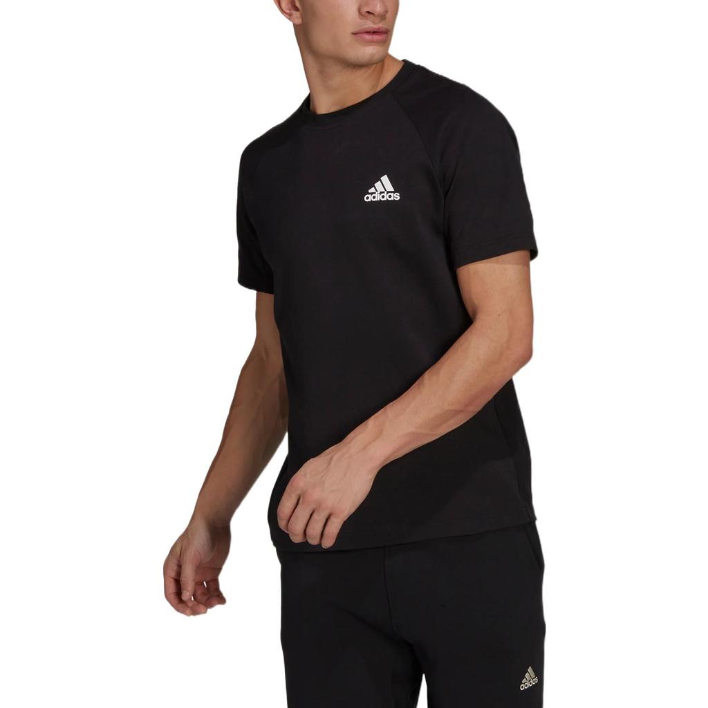 adidas Сплошной цвет логотипа повседневная спортивная футболка с коротким рукавом мужские топы черный HE2238