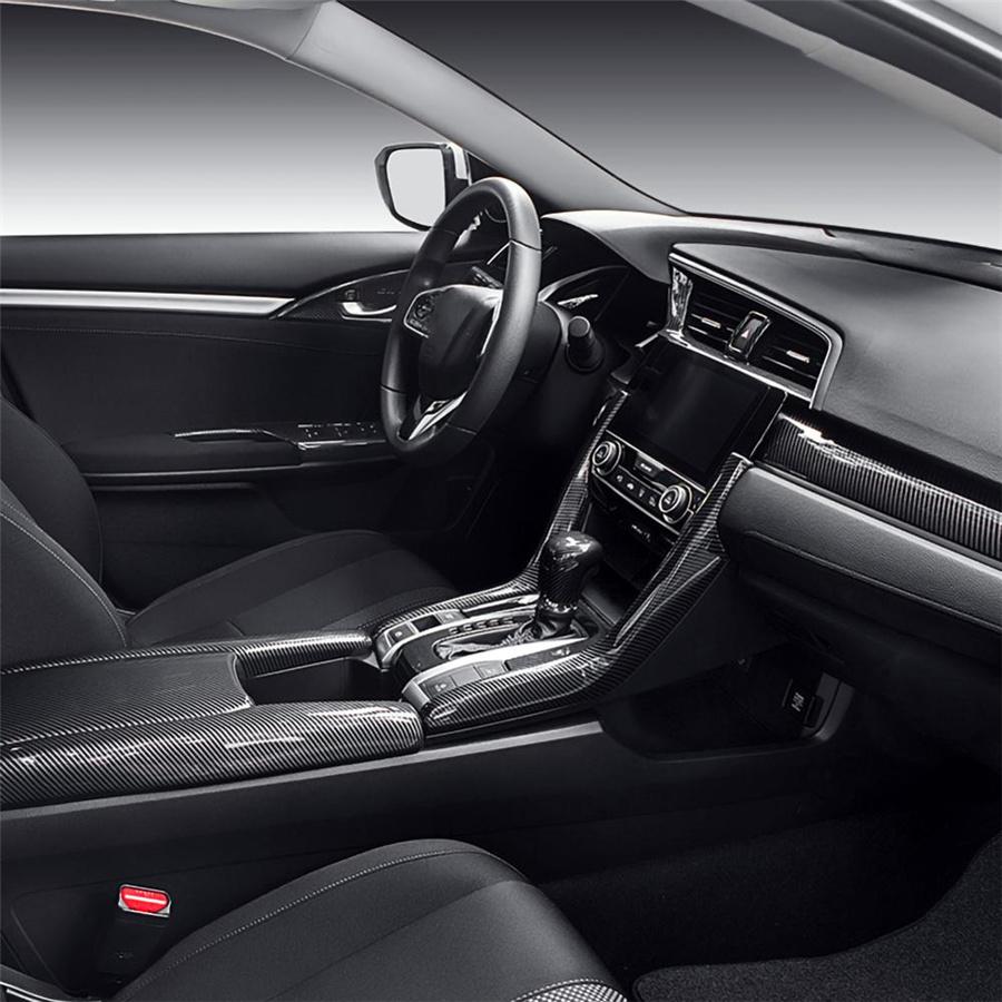 4x Carbon Fiber Look Interior Door Armrest Panel Trims For Honda Civic 2016-2020