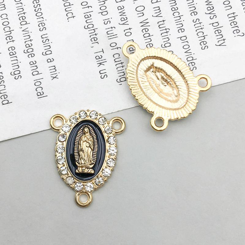 Gold Alloy Three-Hole White Rhinestone Pendant Charm for DIY Jewelry Accessories