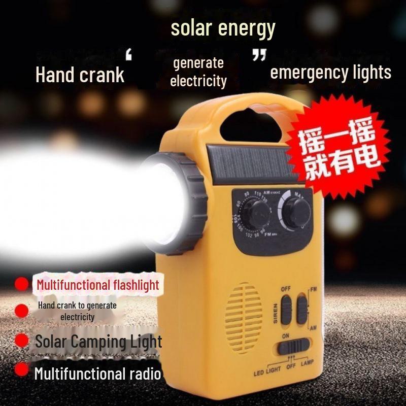 Радиоприемник на солнечных батареях с ручным приводом и фонариком для пожилых людей