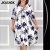 Женская мода Лето Весна Цветочный узор с принтом с коротким рукавом и круглым вырезом Повседневные платья