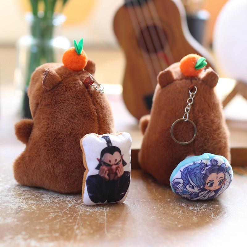 Aobing Plush Capybara Toy Keychain With Wagging Tail Soft Pp Cotton Decor Bag