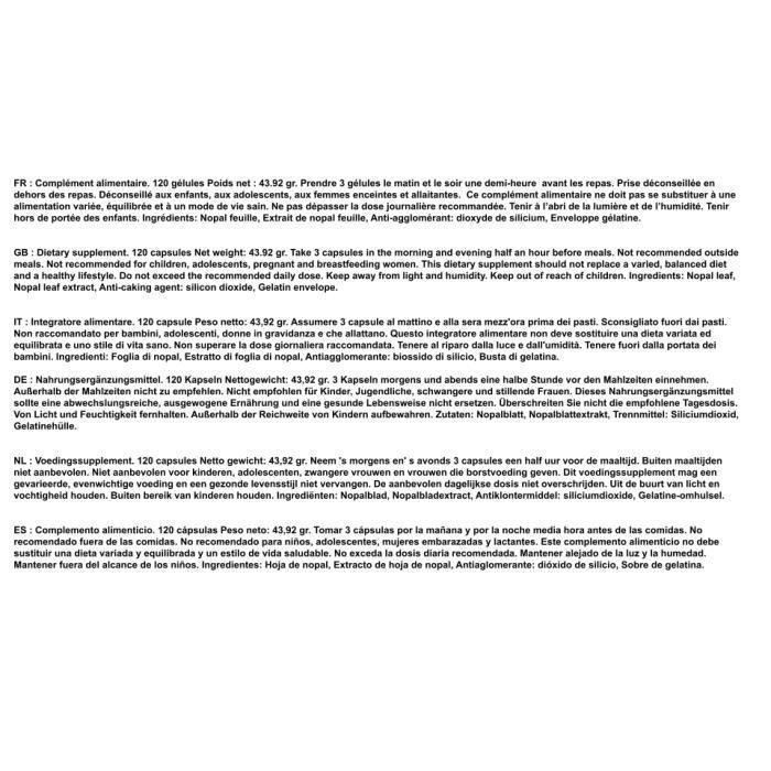 Nopal Minceur - Coupe-Faim Naturel & Capteur de Graisses & Sucres | 120 Gélules | Aide à Affiner la Silhouette | Complément Fibres.