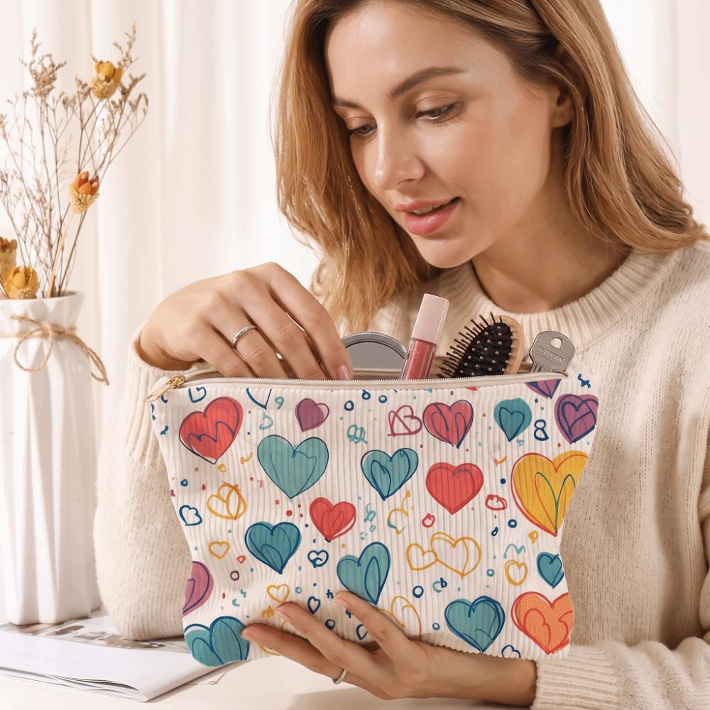 Letter Color Makeup Bag Corduroy Makeup Pouch Fashion Travel Toiletry Bag Travel