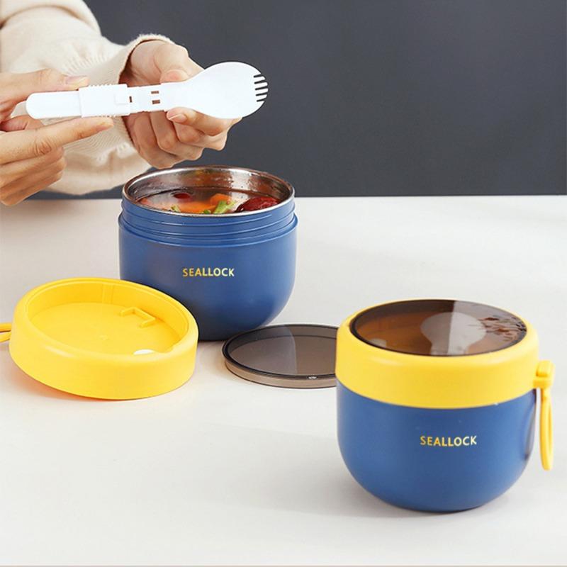 600 мл термобокс для ланча, мини-портативный герметичный пищевой контейнер из нержавеющей стали, вакуумная чашка для супа, изолированная чашка для завтрака, ложка